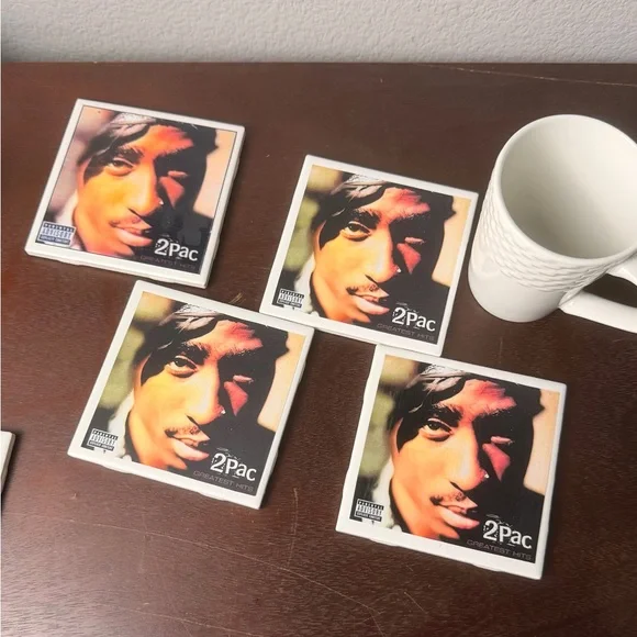 Album Coaster -Tupac Shakur ''Greatest Hits" Set of 4 - Picture 1 of 3